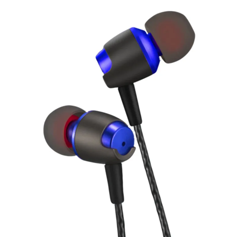 

Eco-friendly Cable Control In-ear Plug Headsets Copper Ring Horn Studio Headphones, Black blue red pink gold