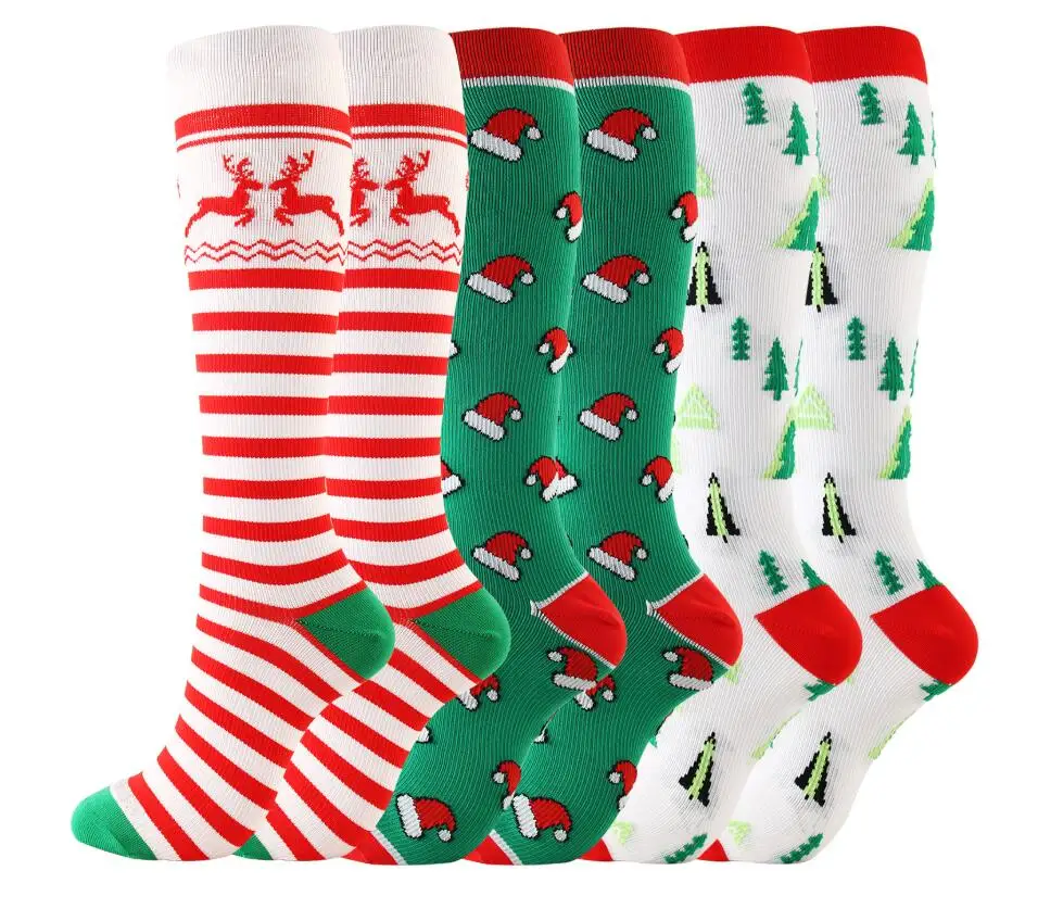 

Novelty Christmas Long Stockings Varicose Veins Compression Socks 20-30 Mmhg Knee High