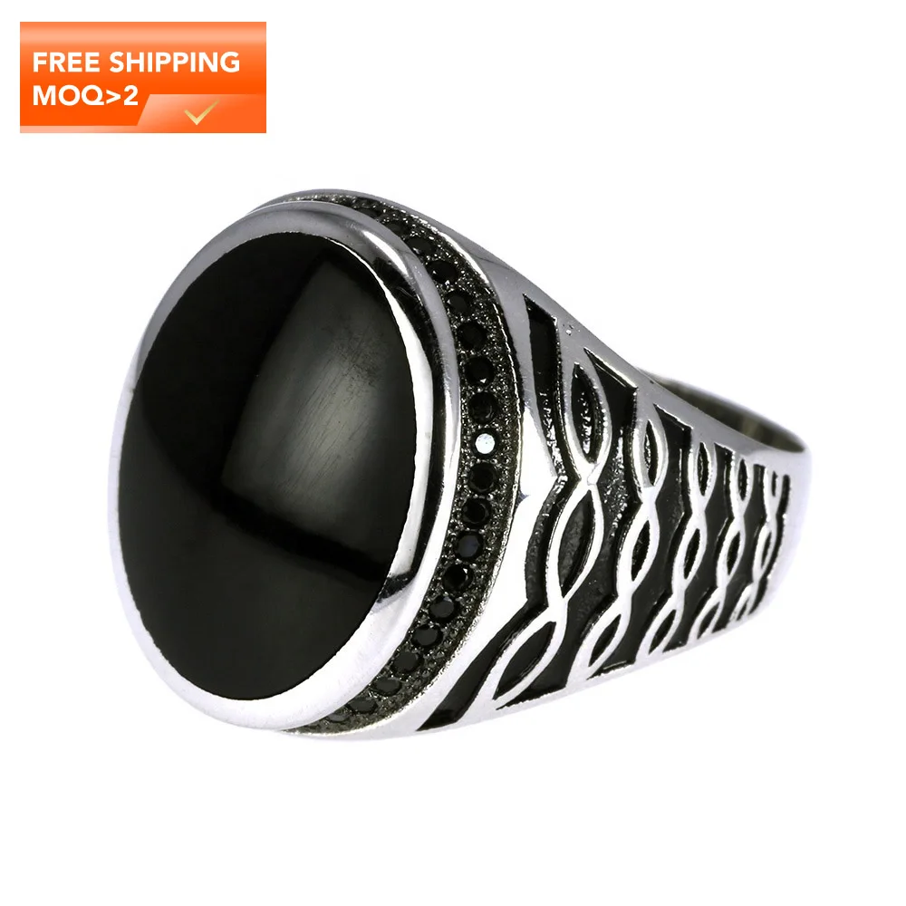 

Big Oval Shape Imitated Gems Stone Jewelry Man Black Gemstone Ring