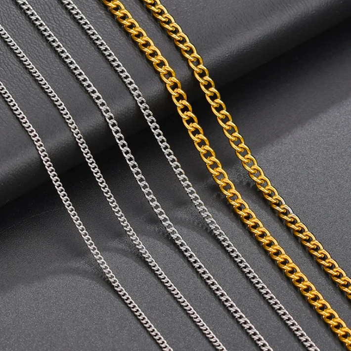

2020 New Stainless steel 2-3mm Cuban chain necklace Jewelry accessories chain wholesale factory Cuban chains men, Picture