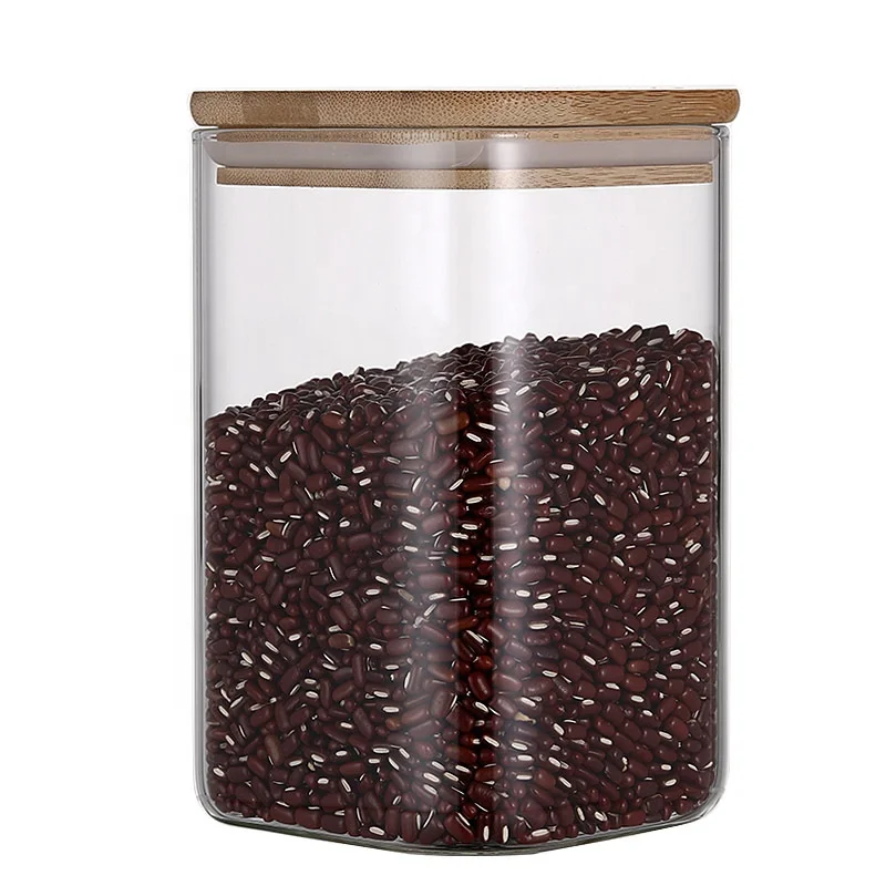 

Factory Wholesale Dust-Proof Glass Jar Bamboo Lid Storage for Home and Kitchen, Transparent