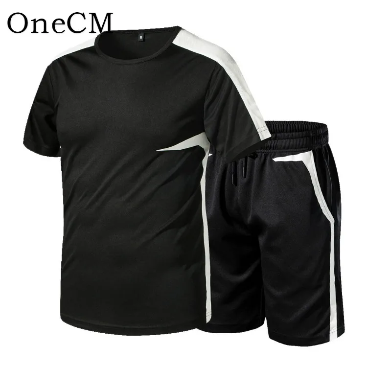 

High quality spring summer custom logo pullover breathable football gym tracksuit wholesale 2 piece short sport sets for men, Multi colors