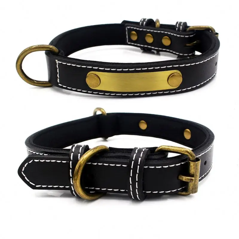 

Leather Custom Engraved Dog Collars with Personalized Nameplate Padded Custom Pet Collar for Small Medium Large Dogs