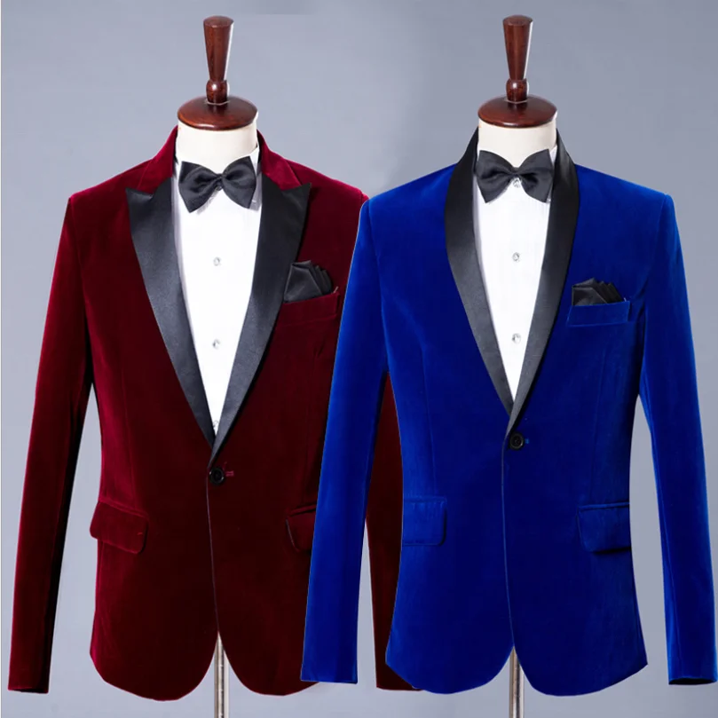 

In Stock Mens Fashion Wear Velvet Blazer Jacket Slim Fit Men Tuxedo, As pic