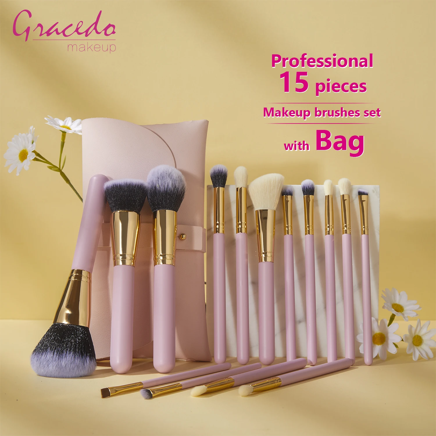 Gracedo Professional Makeup Brush Set Wood Eco-Friendly Vegan Synthetic Hair Personalised High Quality Shaving Brush
