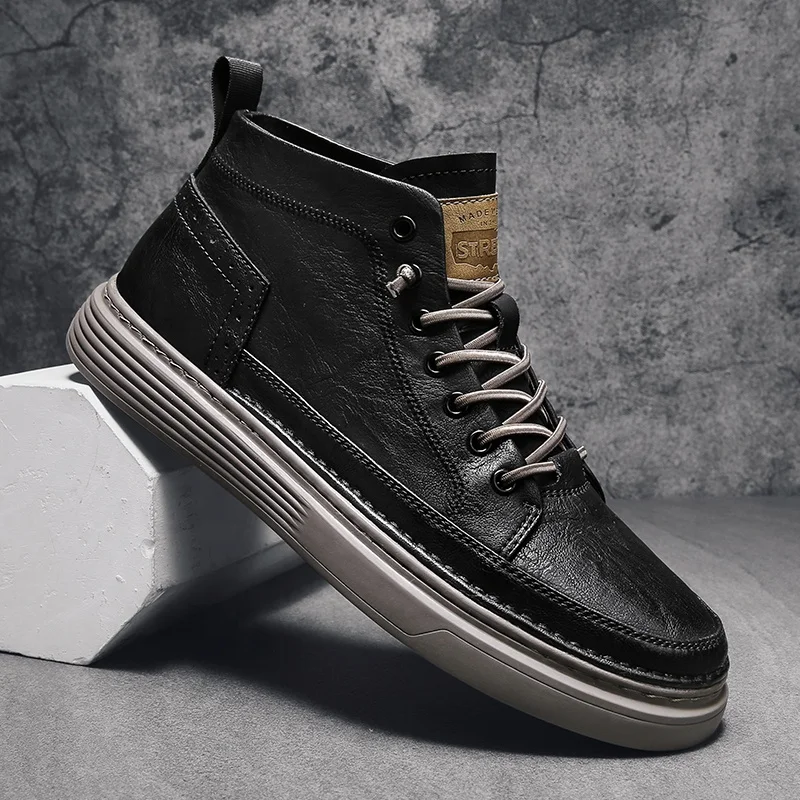 

Jinbeile mens boots casual leather high quality men shoes winter boots men waterproof male fashion boots botines hombre, Black,dark brown,light brown