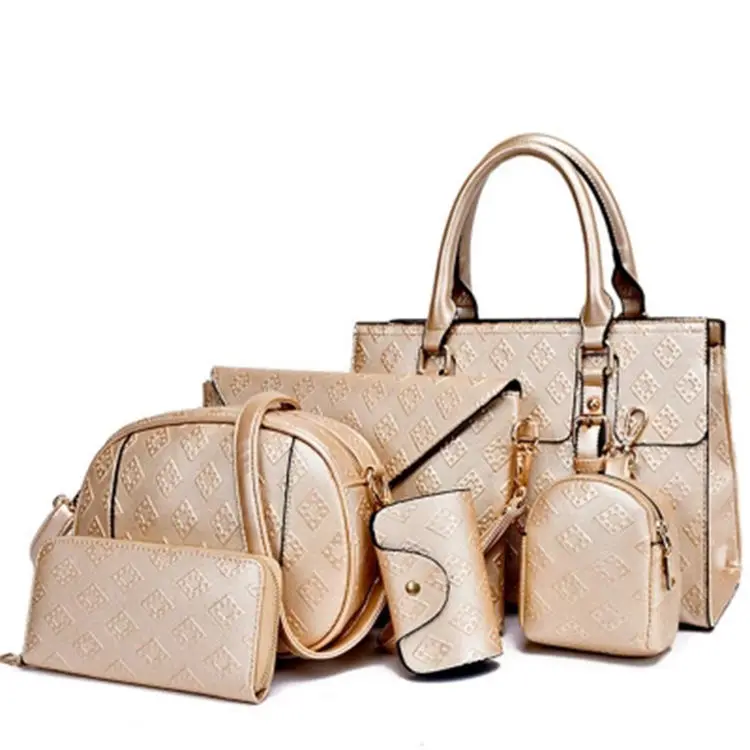 

6 Pcs Good Selling Luxury Design Women Bags Pu Leather Borse Da Donna Alla Moda Shoulder Bag Clutch Bag Purset Set