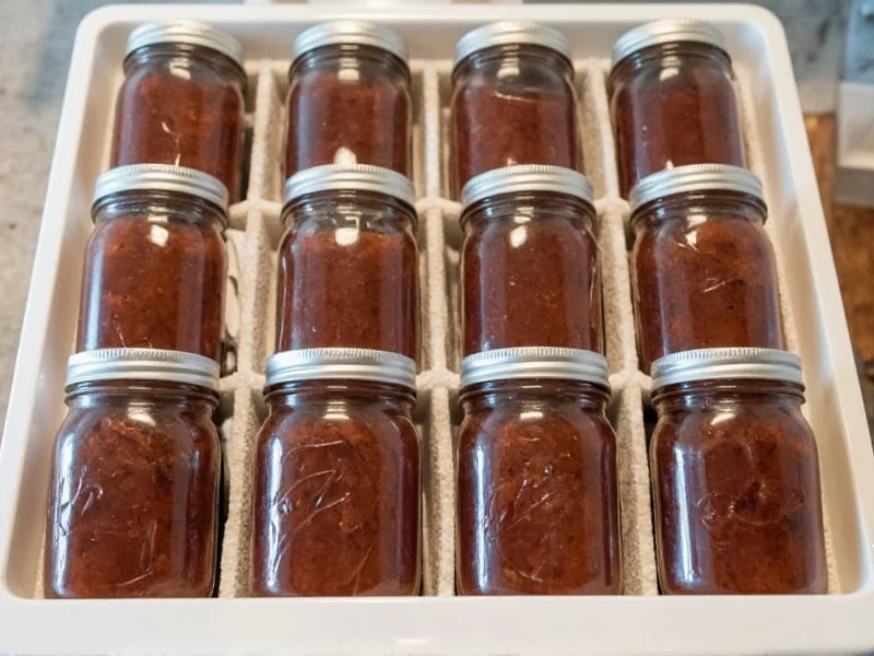 Mason jars with homemade au jus mix stored in freezer