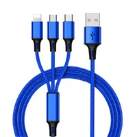 

3 in 1 durable nylon braided 3A fast charging micro type c usb cable for iphone and android samsung phone