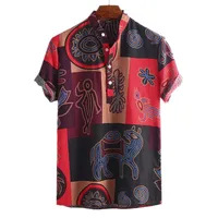 

Wholesale Hawaiian Vintage Ethnic Printed Casual Loose Men's Shirts