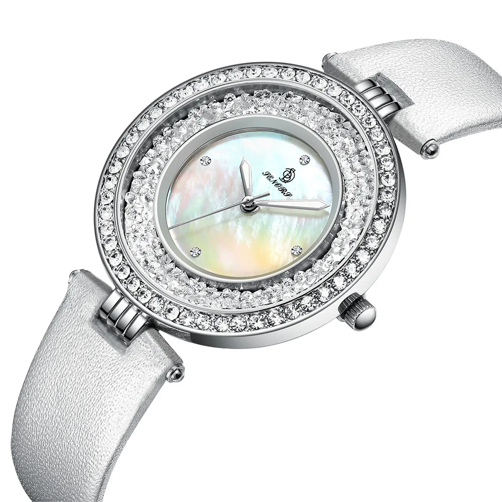 

SN174 Hot Sales Watches Women Luxury Diamond Dial Leather Band Quartz Watch Jewelry