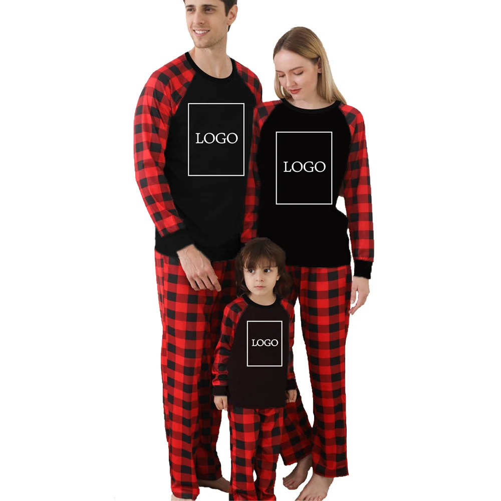 

High quality family christmas pyjama set custom pattern christmas outfit for family blank christmas pajama sets