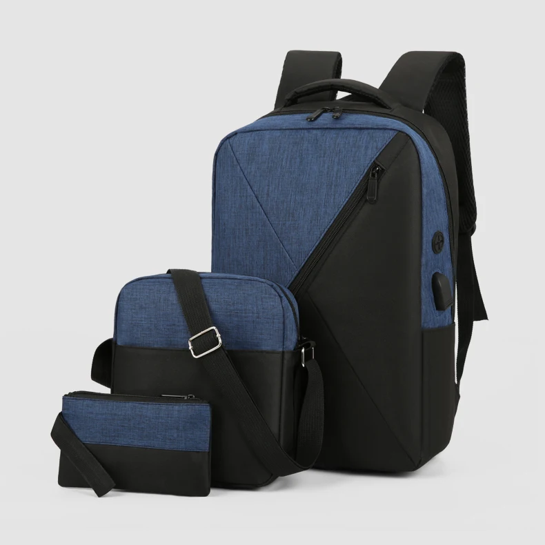 

Contracted Business Leisure School Backpack 3 Pcs Set Inch Laptop Travel Bag Sets with USB Charging, 4 colors