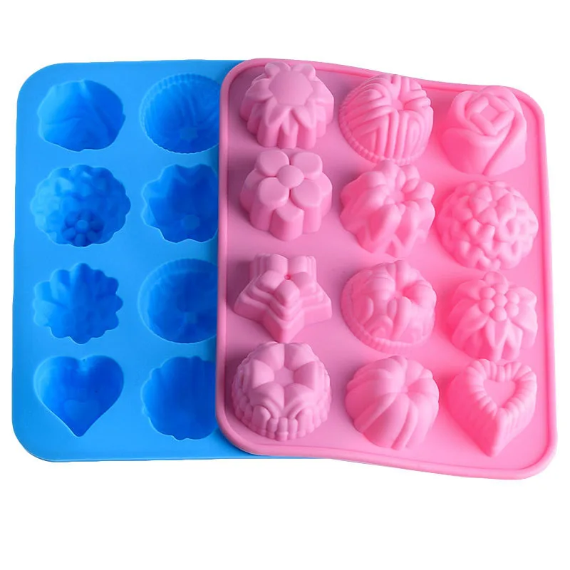 

BPA free hot selling 12 flowers chocolate mould baking silicone cake molds