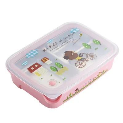 

Cute Design Children Lunch Box Insulated Leakproof 3/4 Compartments Bento Food Box For School Students Kids Steel Bento Box, White,pink,blue,or custom