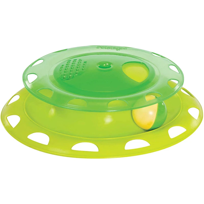 

Fun Levels of Interactive Play - Circle Track with Moving Balls Satisfies Kittys Hunting, Chasing cat feeder toy