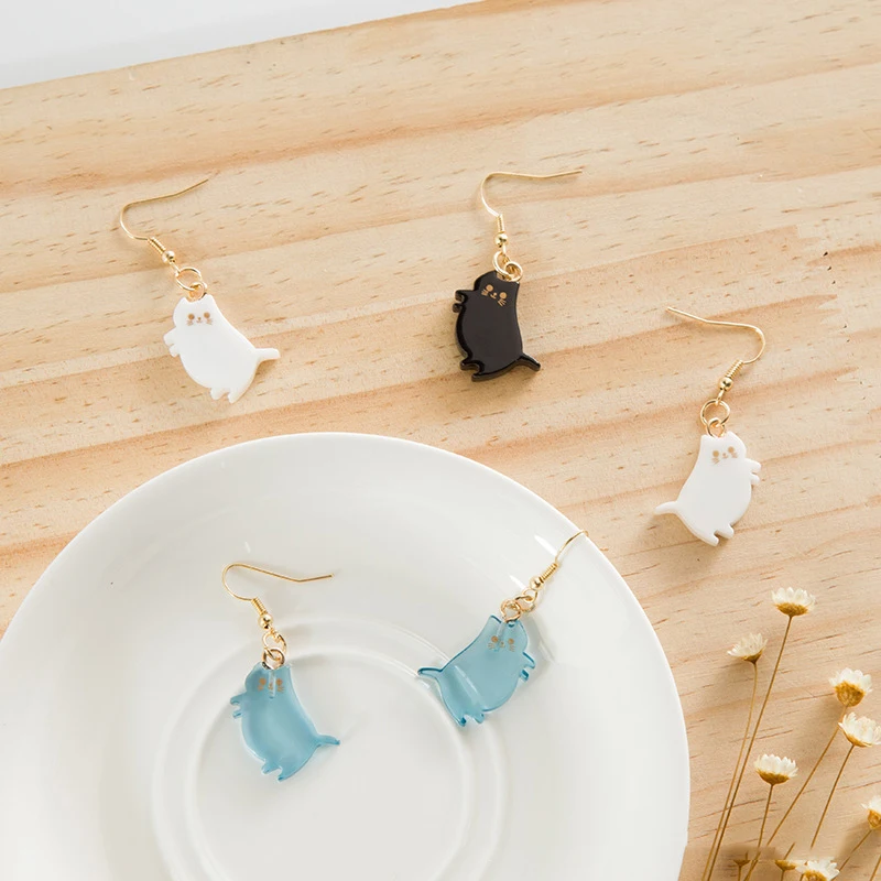 

Cute Acrylic Transparent Cat Drop Earrings Women Girls Cat Earrings Fashion Jewelry, Colorful