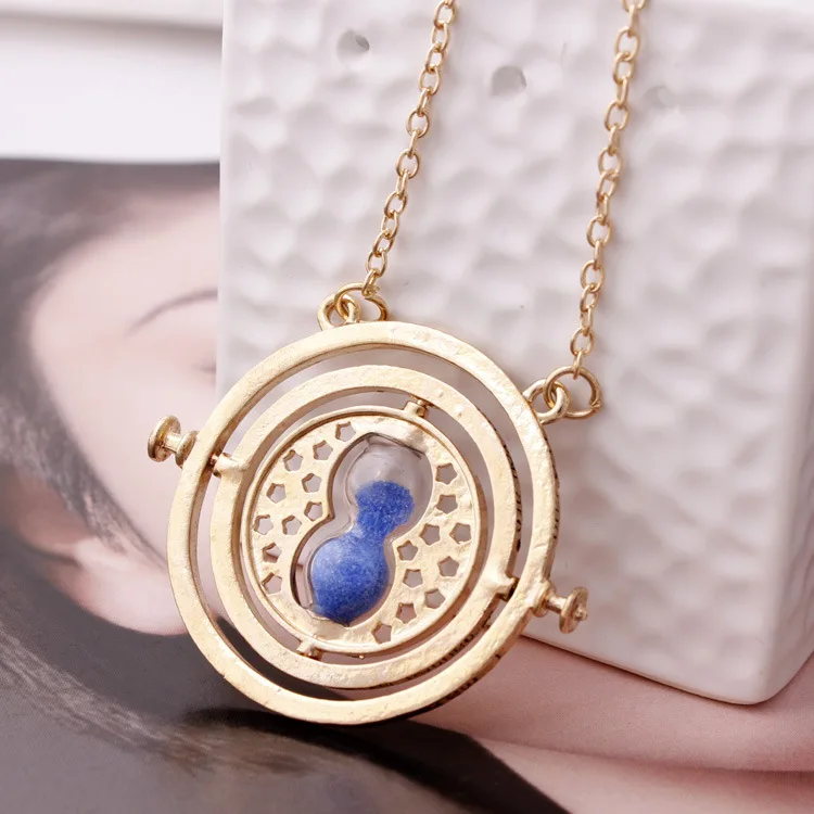 

Vintage Harry Jewelry Potter's Necklace Trendy Gold Plated Time Turner Necklace Converter Rotating Hourglass Necklace, Gold,silver