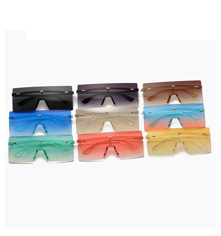 

Hot selling Lin hai one piece sunglasses women Oversized square conjoined uv400 unisex pc legs women sunglasses 18076, Mix color or custom colors