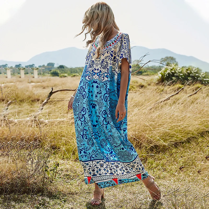 

Spring New Women's Loose Large Size Jersey Dress Printed Dress Women's