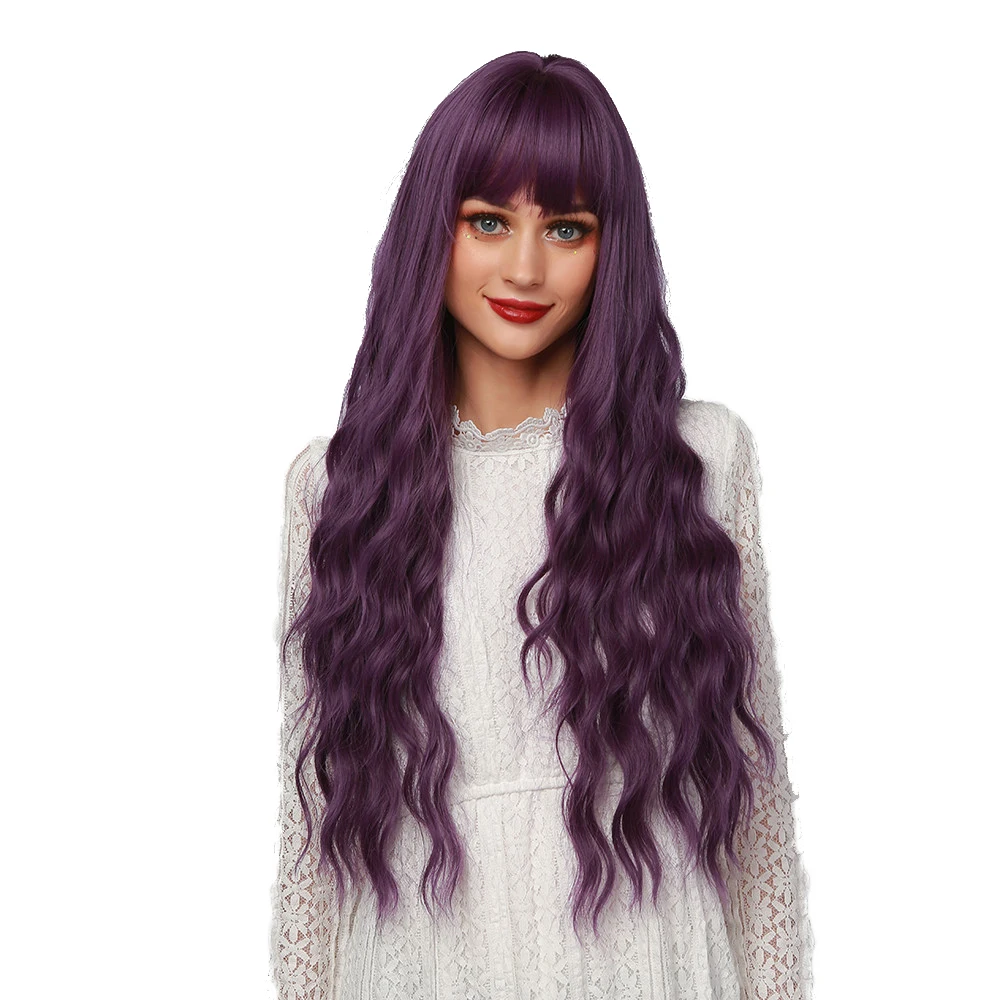 

La Sylphide Lolita Wig Long Natural Wave Purple Synthetic Wig Heat Resistant Fiber, Straight long hair