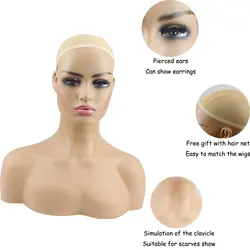 Realistic Female Mannequin Head with Shoulder Mani