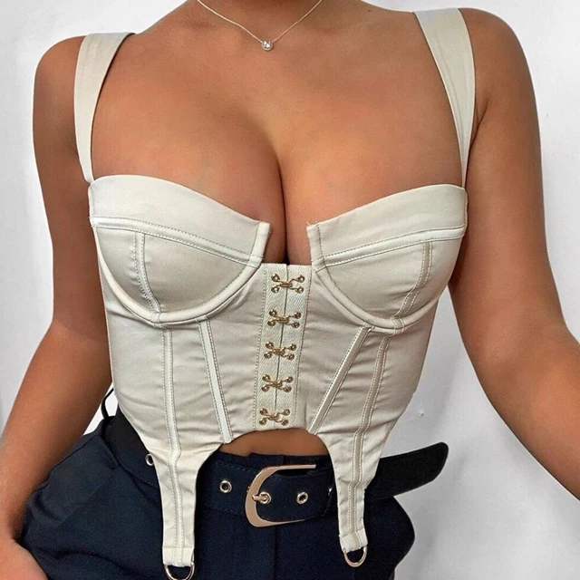 FS2370B Sleeveless Fashion Hook Up Corset Crop Tops Female Fashion Underwear Backless Bustier Cropped Top Zipper Reverse