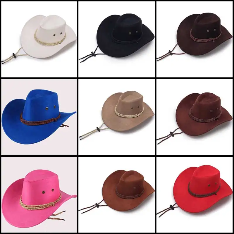 Retro Unisex Cowboy Hat Women Mens Wide Brim Hat Western Hat - Buy ...