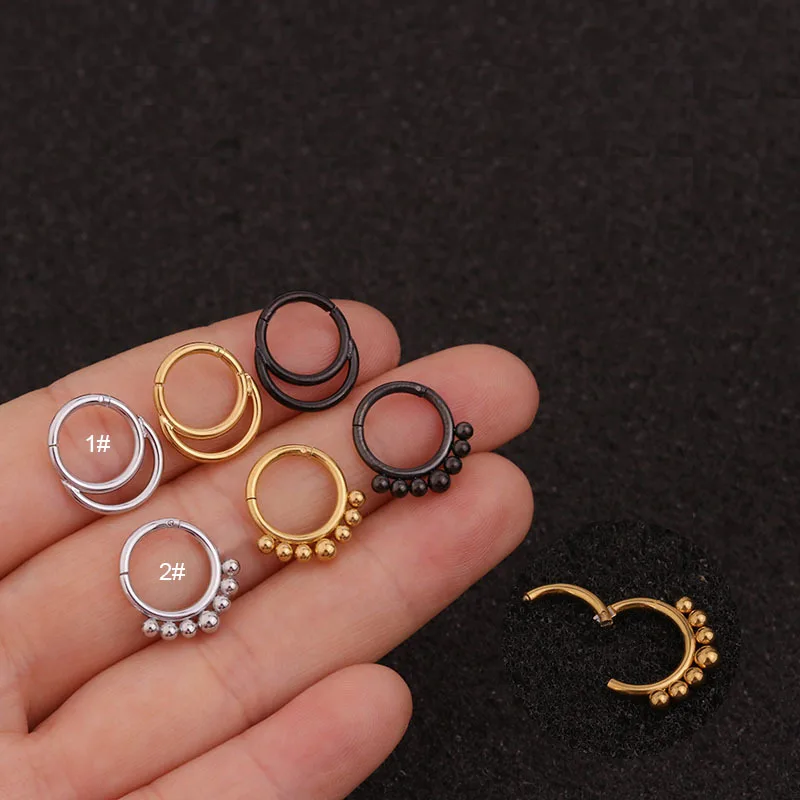 

2021 Sailing Jewelry Stainless Steel Round Circle Earring Cartilage Tragus Piercing Part Nose Hoop Bead Nostril Nose Ring