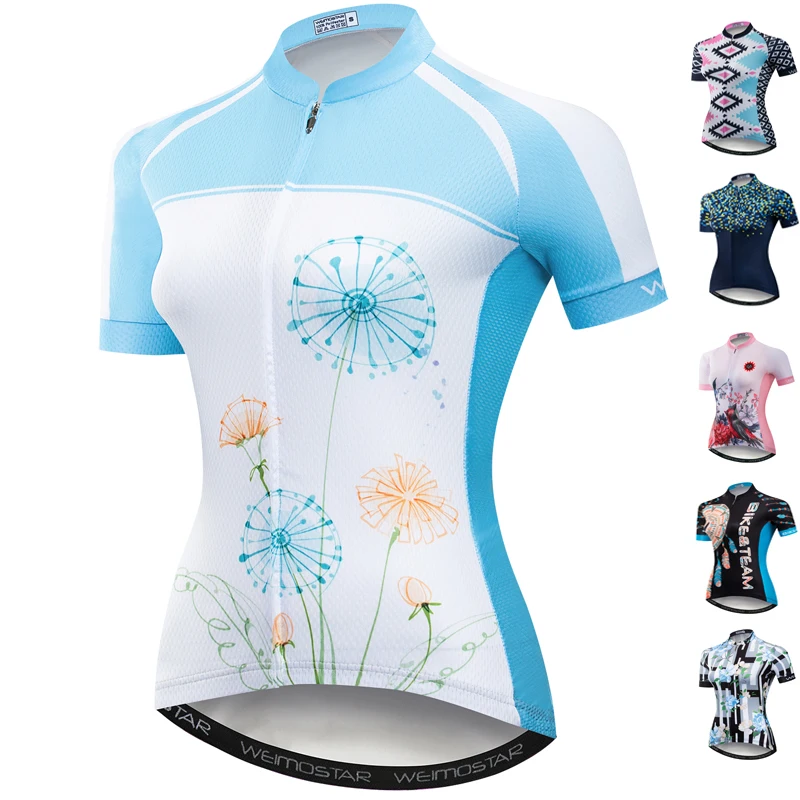 

Weimostar Downhill Jerseys MTB Shirt Top Breathable Bicycle Clothing Ropa Ciclismo Blue Women Short Sleeve Cycling Jersey