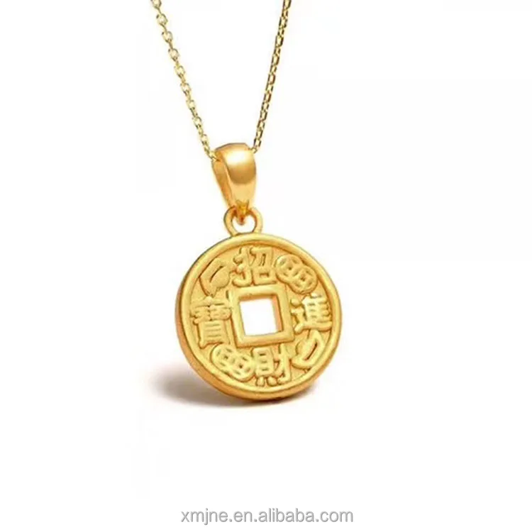 

Brass Gold-Plated Lucky Gold Coin Pendant Vietnam Sand Gold Copper Coin Necklace Jewelry Live Online Celebrity Wholesale