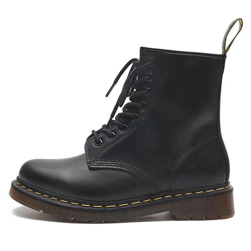

Couples style comfortable high top hiking shoes outdoor snow walking shoes ankle leather men's boots, Black