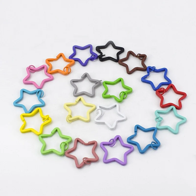 

MeeTee AP432 Alloy Star  Key Rings Lovely Colorful Bag Buckles, 18 colors