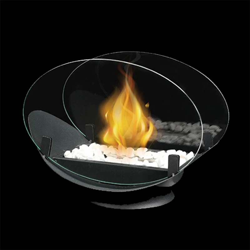 

RTS Oval Tabletop Fire Bowl with Two Sided Glass 9.6'' High Portable Tabletop Fireplace Clean Burning Bio Ethanol Ventless