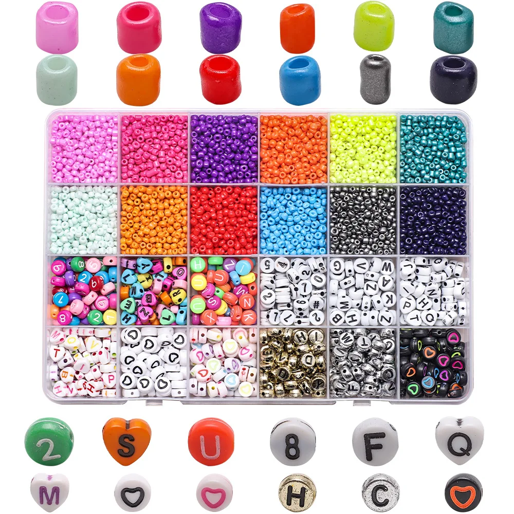 

Amazon Hot Selling Clay Beads Fashion Kids Handmade Beads For Jewelry DIY Needle Sets Making High Quality Glass Seeds Beads, Colorful