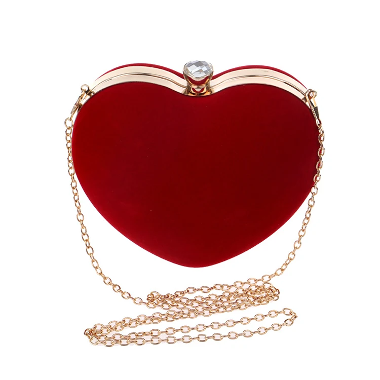 

N541 2022 New wholesale heart shape designer wedding women purse velvet party evening clutch bag
