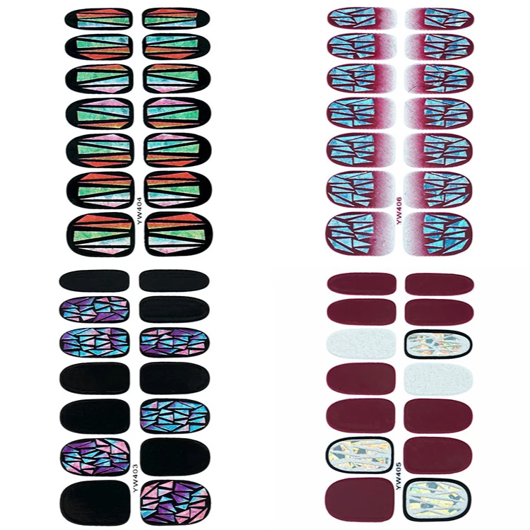 

YW394-420 Wholesale Cheap Price Long Lasting 3D Shell Sticker Polish Nail Wraps for Girl, Colorful