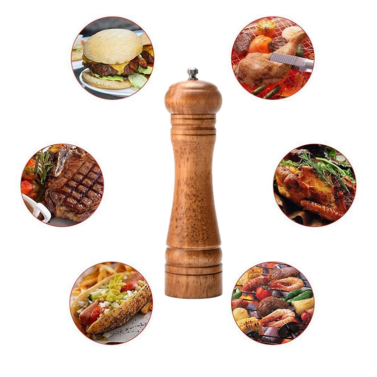 Wholesale Handmade Manual Wood Spice Salt Shaker Premium Wooden Salt/Pepper Grinder&Wooden Pepper Mill