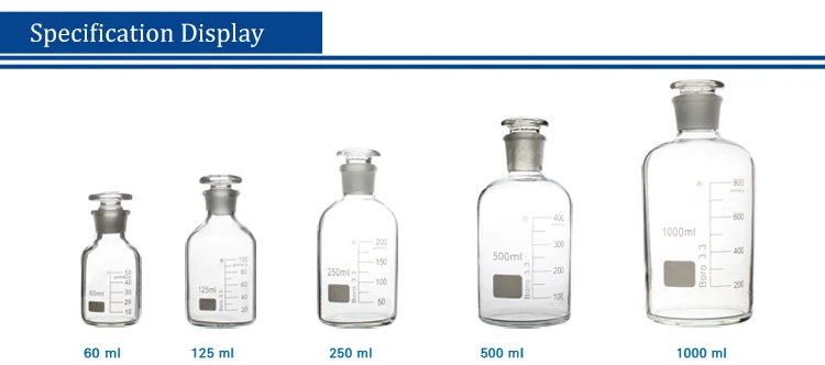 Scale small mouth reagent bottle reagent glass bottle 500ml 1000ml lab reagent bottle