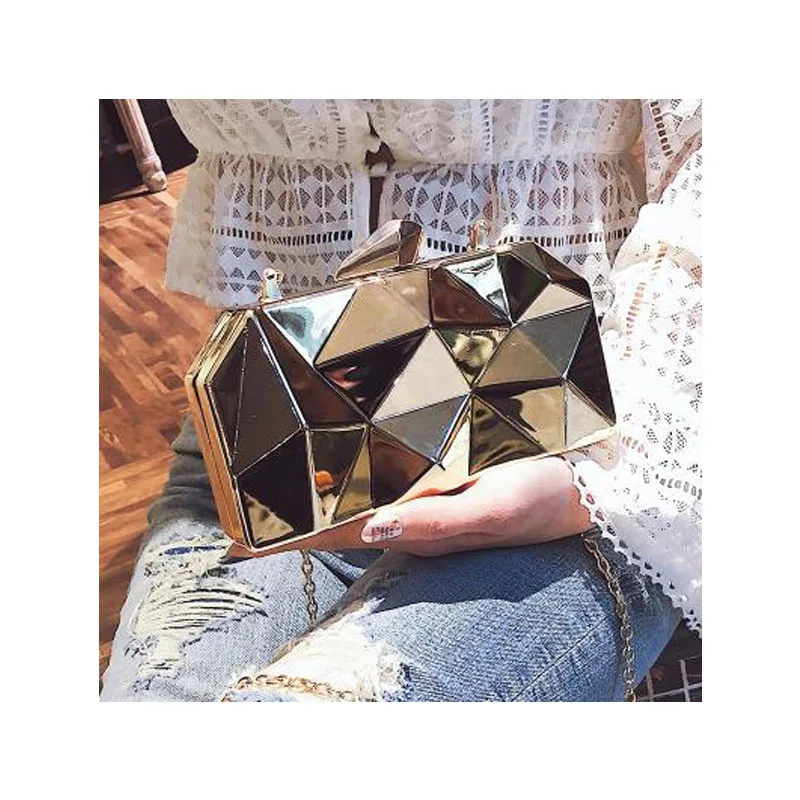 

2021 latest ideas Fashion metal water cube trend all-match chain shoulder bag Geometric Sequin Mirror Bag