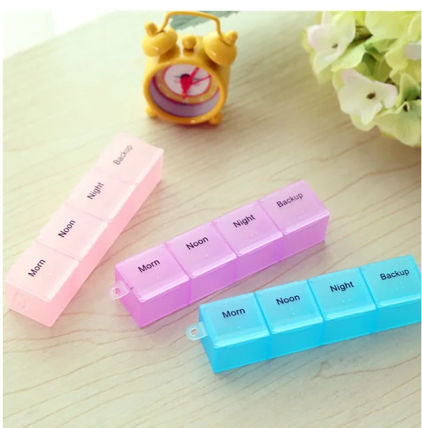 Removable Portable Weekly AM/PM Pill Box, Portable Travel Pill Organizer (7-Day / 4-Times-A-Day)