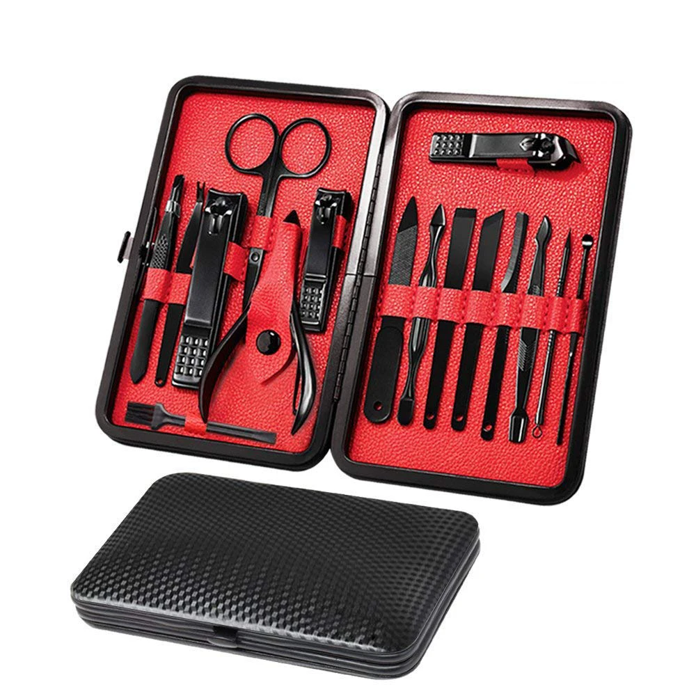 

RTS Shipping 2021 New Arrivals Nails Manicure Pedicure Set 16pcs Manicure & pedicure Set Stainless Steel Grooming Kit for Men