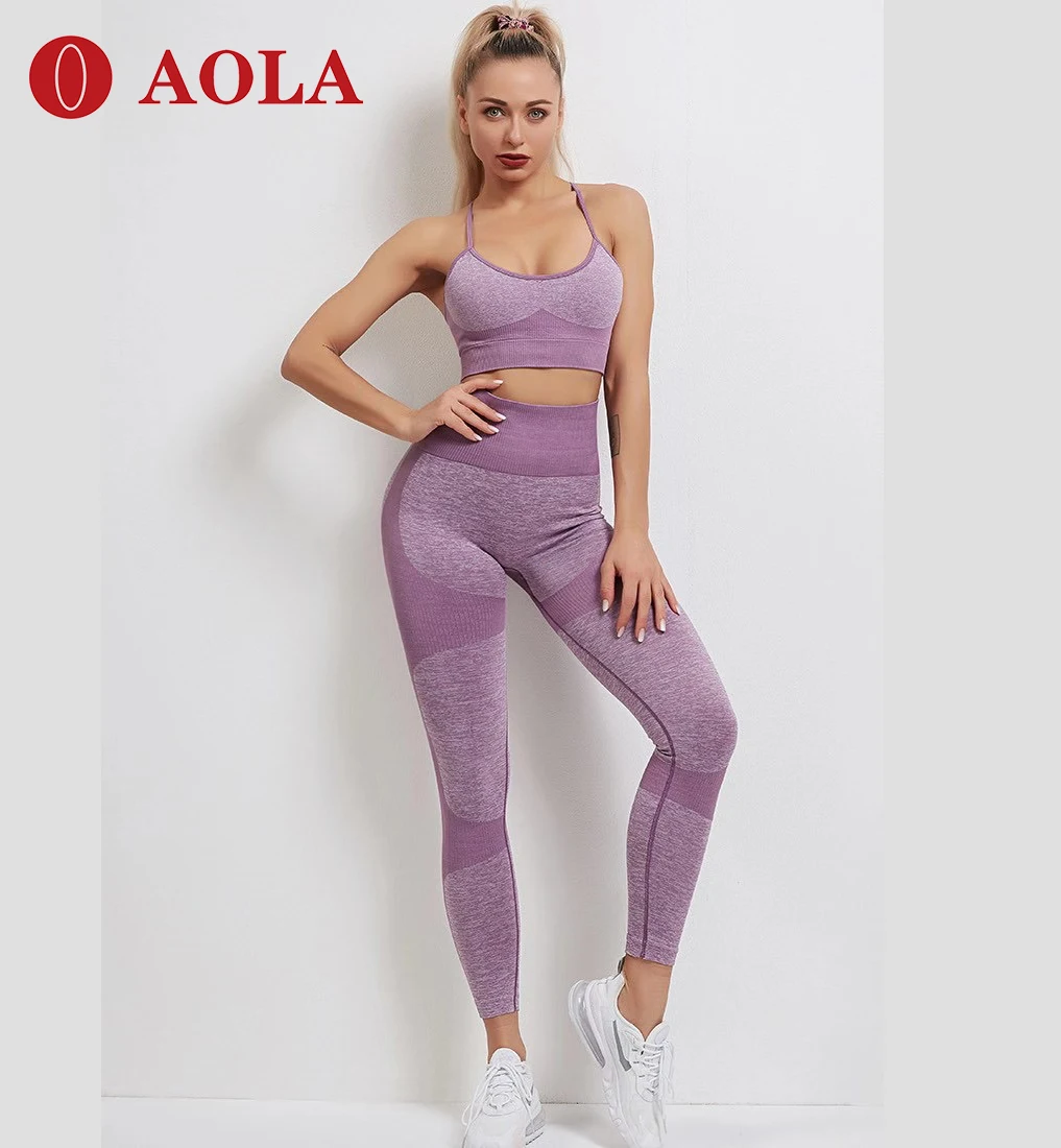 

AOLA Women Clothing Comfort Leggings With Crop Top Hoodie Custom Jogger Logo Girls' High Waisted Set, Gray/ green/pink/blue/purple