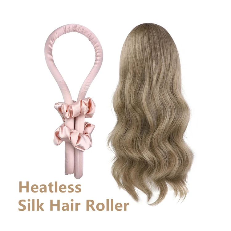 

Hot sale custom Private label 100% mulberry silk hair roller curling ribbon with Scrunchie heatless hair curl silk, Customized color