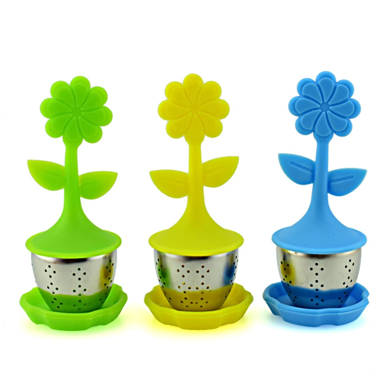 

Food Grade Silicone Flower Shape Tea Infusers Loose Leaf Stainless Steel Tea Making Tools, 5 colors