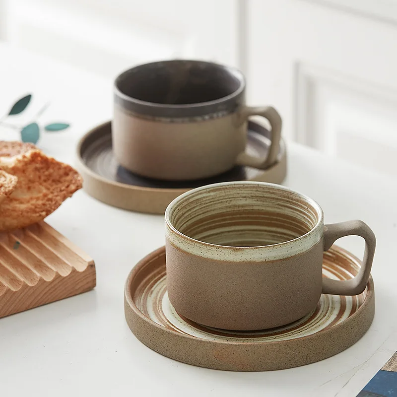 

Japanese Style Stoneware Tea Cup and Saucer Sets, As picture,japan design