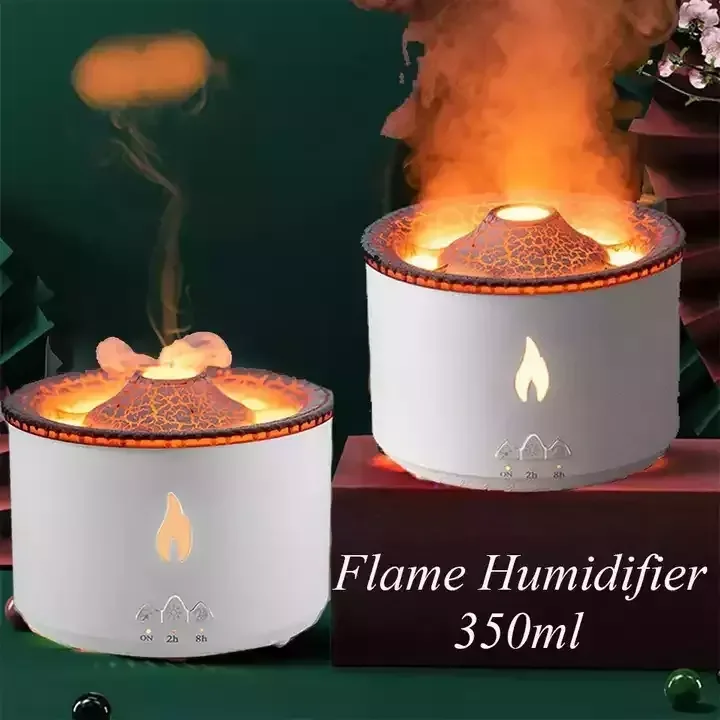 

1 Sample Ok Volcano Flame Humidifier Led Color Flame Effect Ultrasonic Aroma Oil Diffuser For Hotel Home Dropshipping