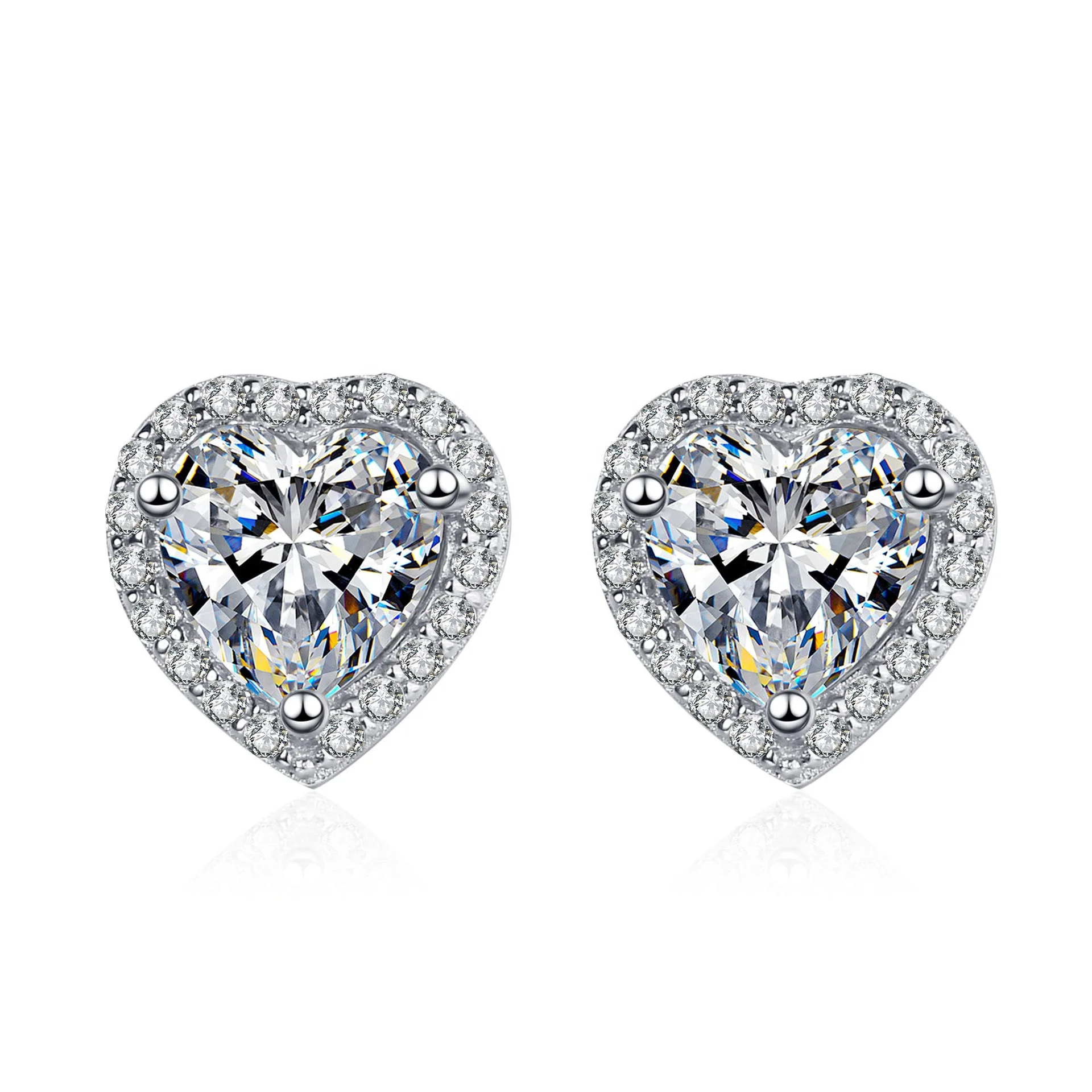 

Valentine's Day Gift Ideas 2023 Heart Shape GRA Moissanite Stud Earring Silver 925 Jewelry