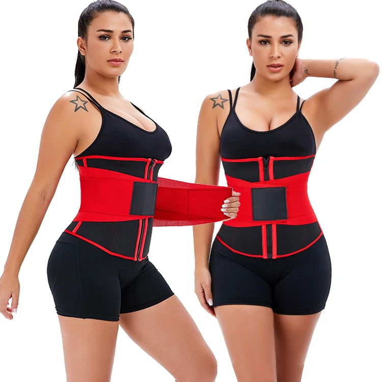 

sauna sweat suit shaper stomach wrap custom trimming exercise belt waist trimmer, Black+red
