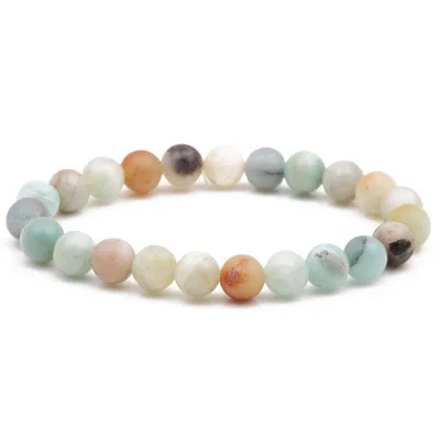 

Gemstone Healing Chakra Bracelet Anxiety Crystal Natural Stone Men Women Stress Relief Reiki Yoga Diffuser Amazonite, As show